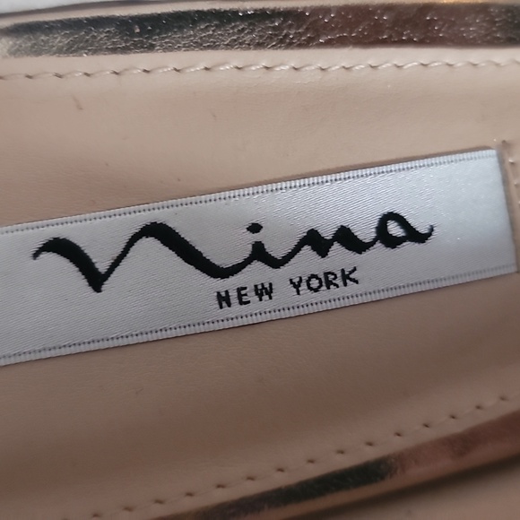 NINA Princess Gold Peep Toe Heels - Picture 5 of 13